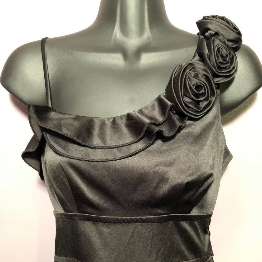 Speechless 3 Dress Black Satin One Shoulder Maxi
